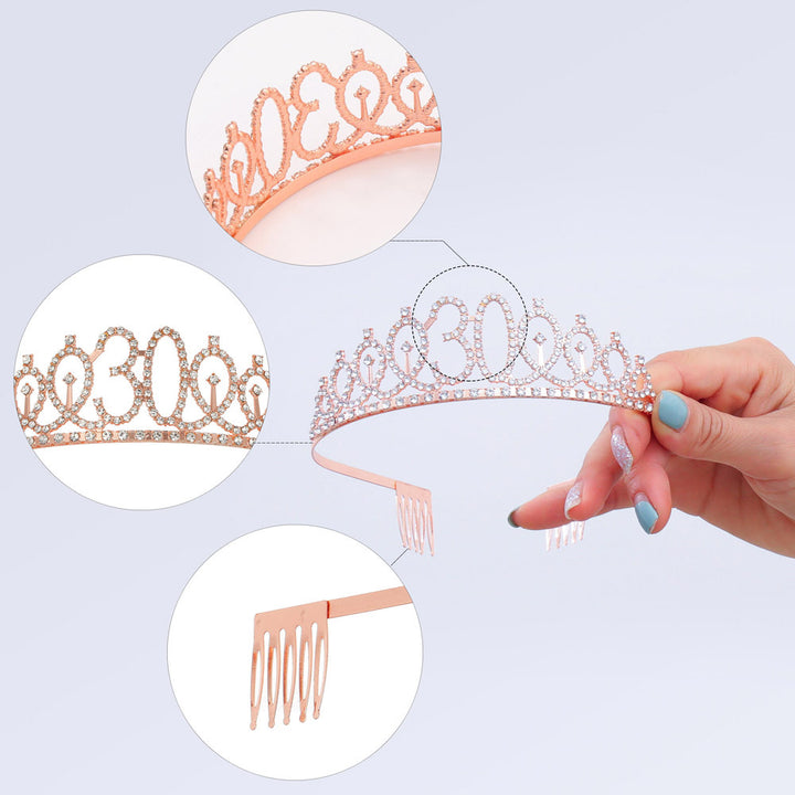 Ladies Sparkling Tiara with personalized 80th Birthday Inscription Stornfield