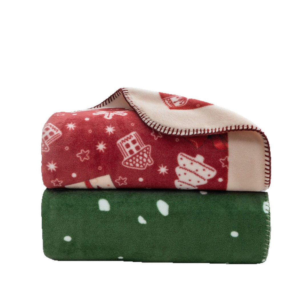 Soft Christmas fleece blanket with gift and gingerbread motif Stornfield