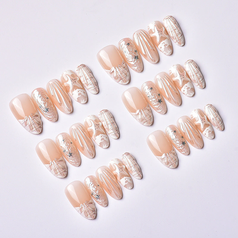 Artistic Shell-Inspired Press-On Nail Art Set Stornfield