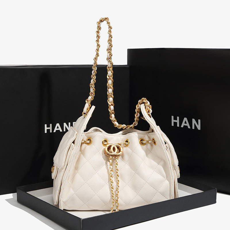 Quilted Drawstring Bucket Handbag