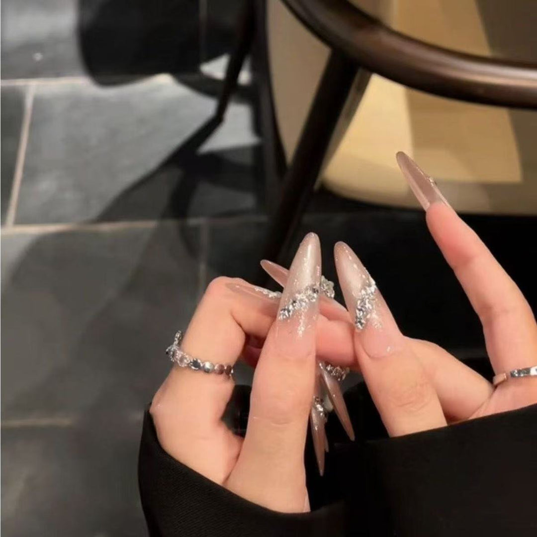 Exquisite Crystal-Embellished Press-On Nails Stornfield