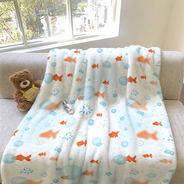 Soft Fish Patterned Fleece Blanket