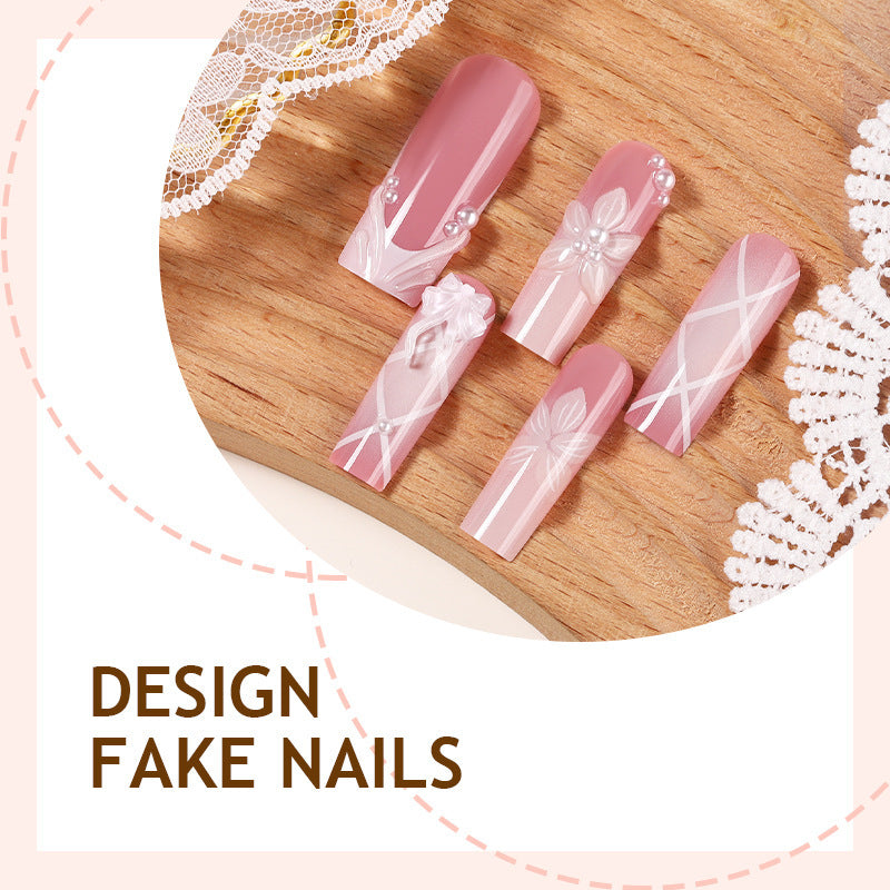 Nail set with elegant flower and glitter decorations Stornfield