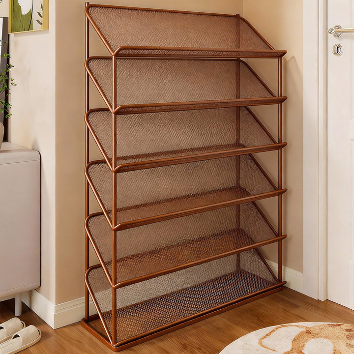 Vertical Angled Mesh Shoe Organizer Rack