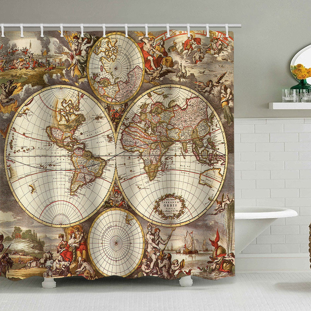 Vintage World Map Shower Curtain Stornfield