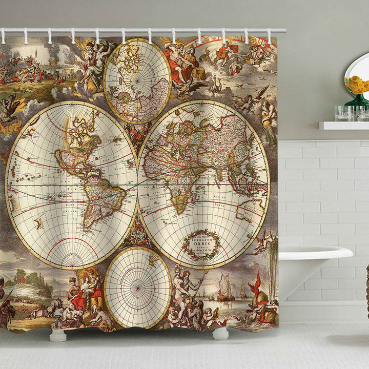 Vintage World Map Shower Curtain Stornfield