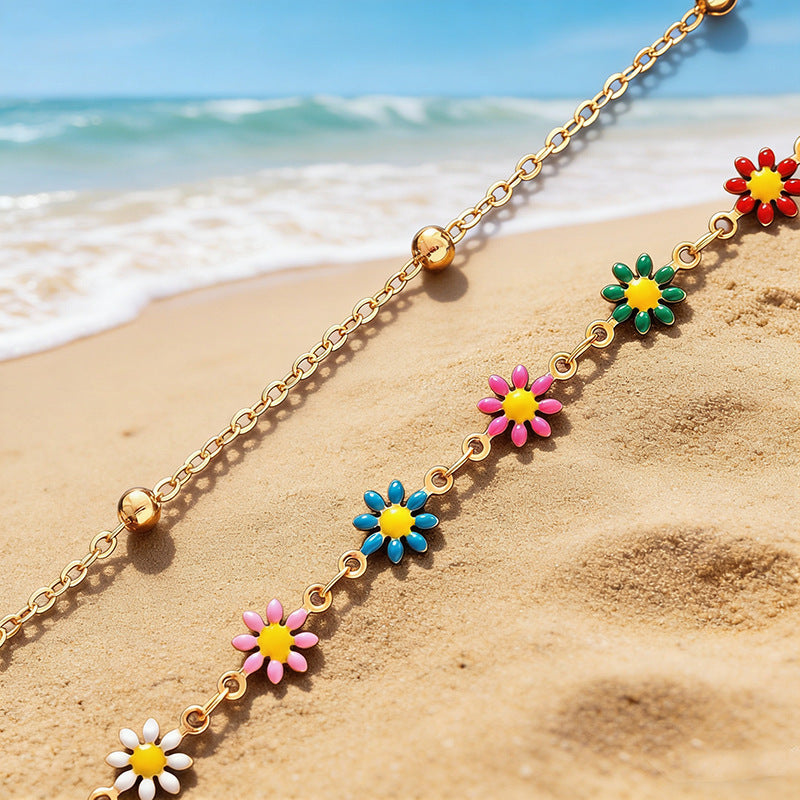 Colorful Floral Charm Anklet Stornfield