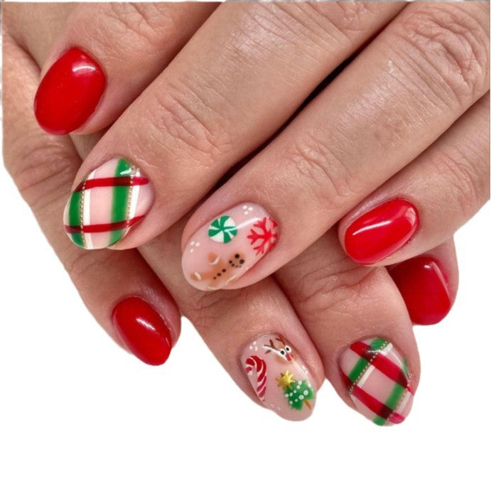 Festive Holiday-Themed Press-On Nail Set Stornfield
