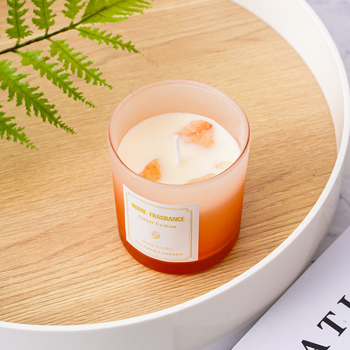 Aromatic Gemstone-Top Frosted Glass Jar Candle