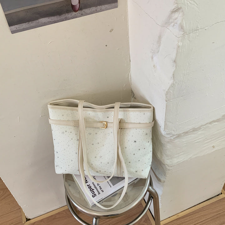 Star-Patterned Canvas Tote Bag