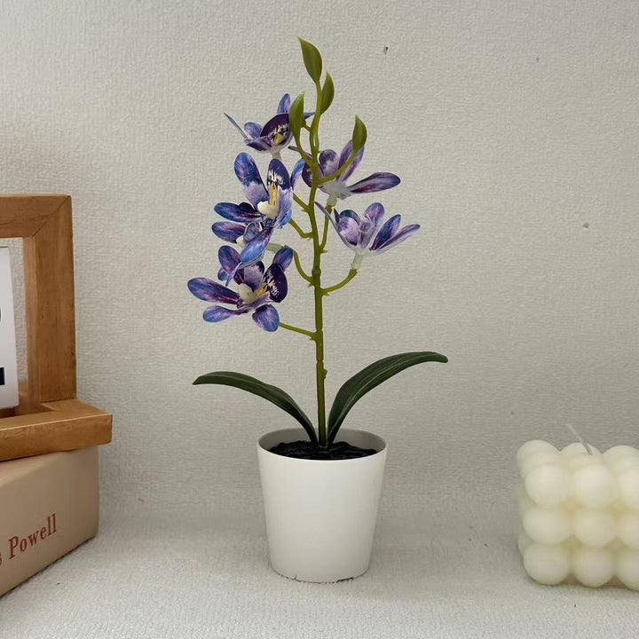 Lifelike Faux Orchid Plant in Decorative Pot for Decor