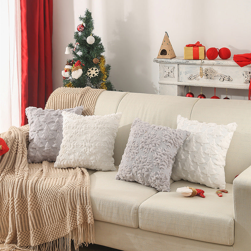 Square Faux Fur Textured Throw Pillow Cover with Hidden Zipper