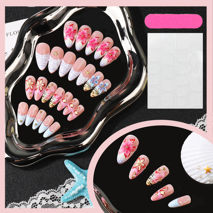 Artistic Floral-Themed Press-On Nail Set Stornfield