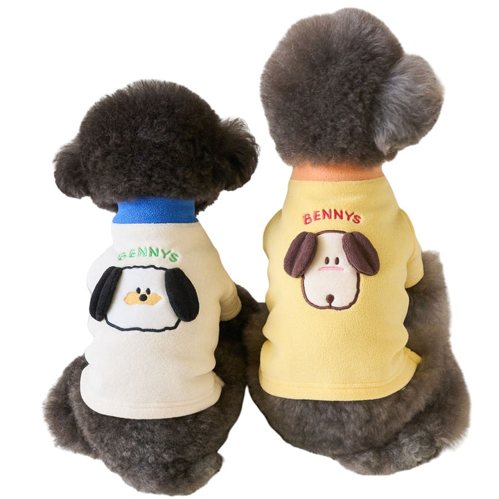Plush Fleece Dog Sweater with Embroidered Monkey Patch