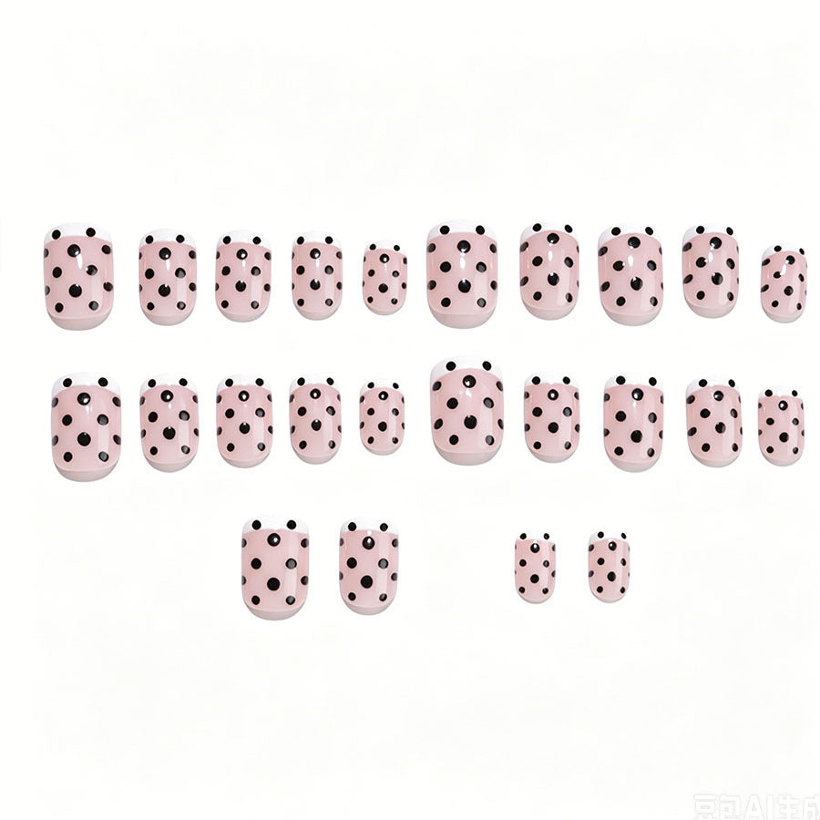 Artificial nail set with elegant dots and French tips Stornfield