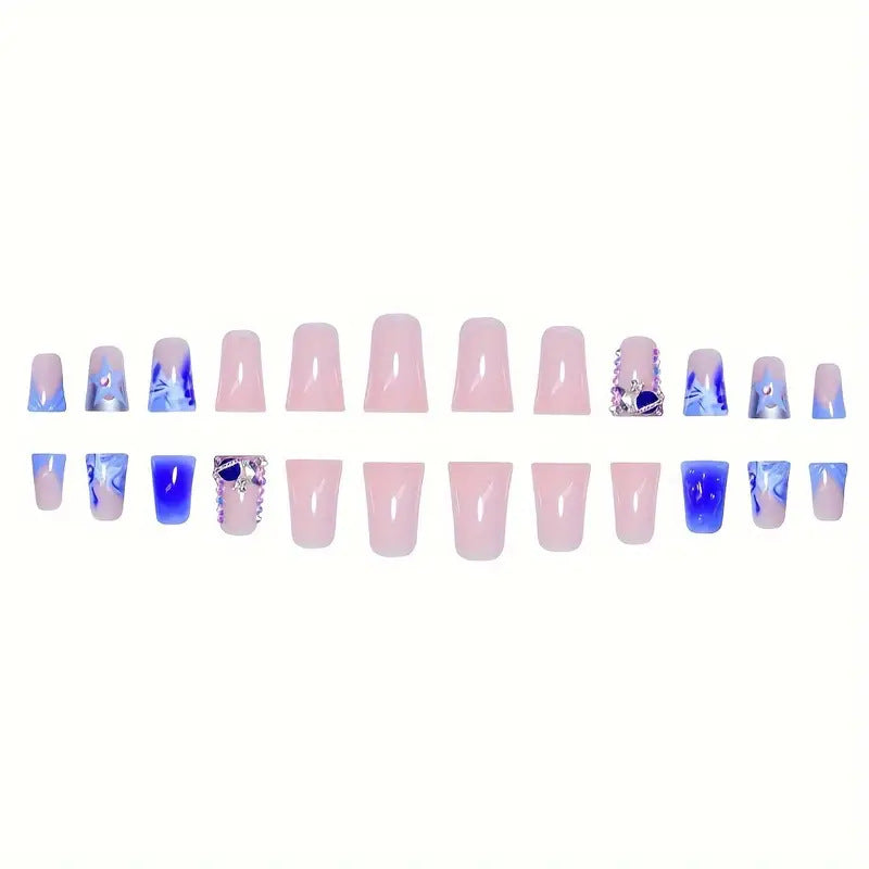 Artistic Acrylic Press-On Nail Set with Gem Accents Stornfield