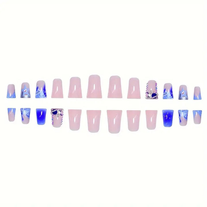Artistic Acrylic Press-On Nail Set with Gem Accents Stornfield