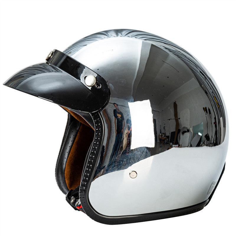 Retro Chrome Motorcycle Helmet Stornfield