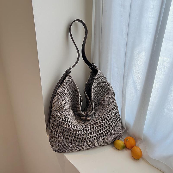 Large Macrame Shopper with Stylish Leather Trim Stornfield
