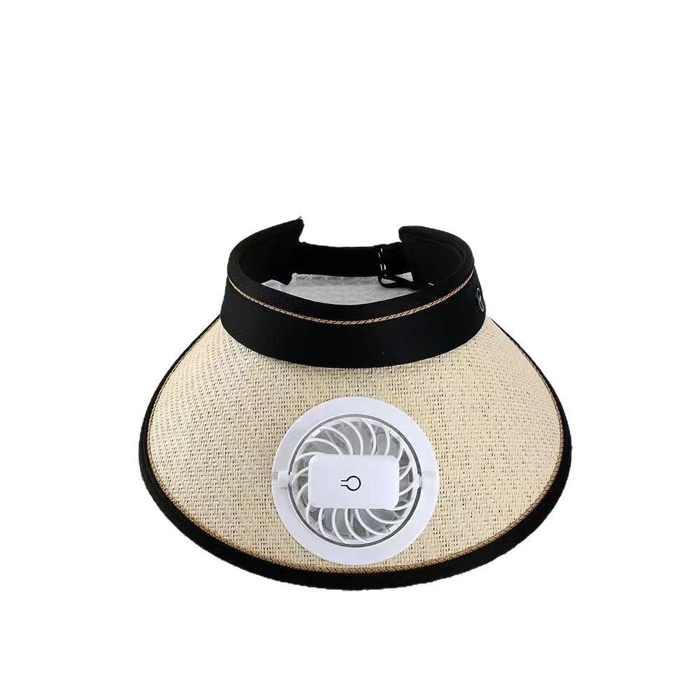Breathable sun visor with detachable front fan and adjustable neck strap Stornfield