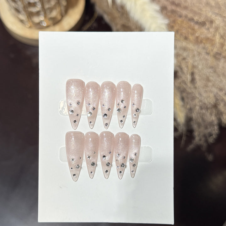 Elegant Rhinestone-Embellished Stiletto Press-On Nails Stornfield