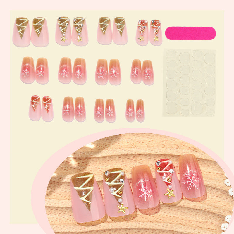 Artificial nail set with festive Christmas motifs and glitter applications Stornfield