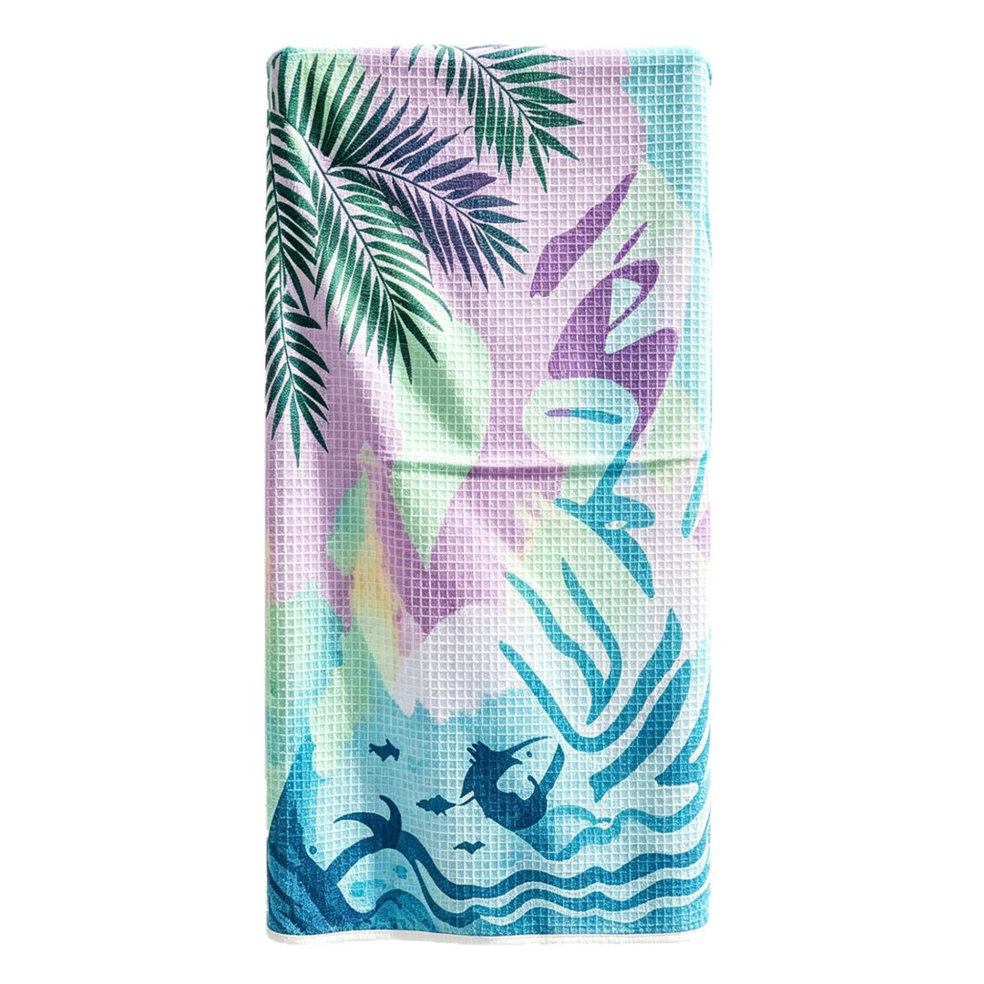 Multifunctional beach blanket with appealing tropical pattern Stornfield