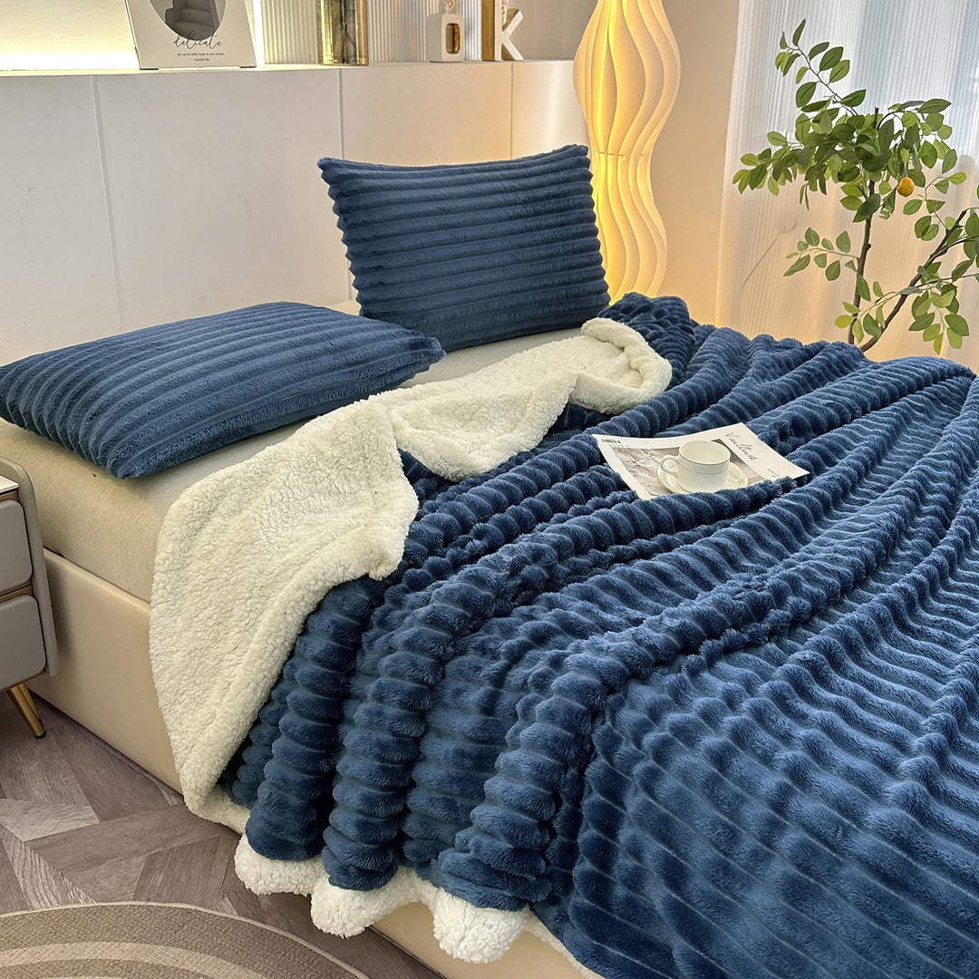 Luxurious Plush Stripe Fleece Blanket