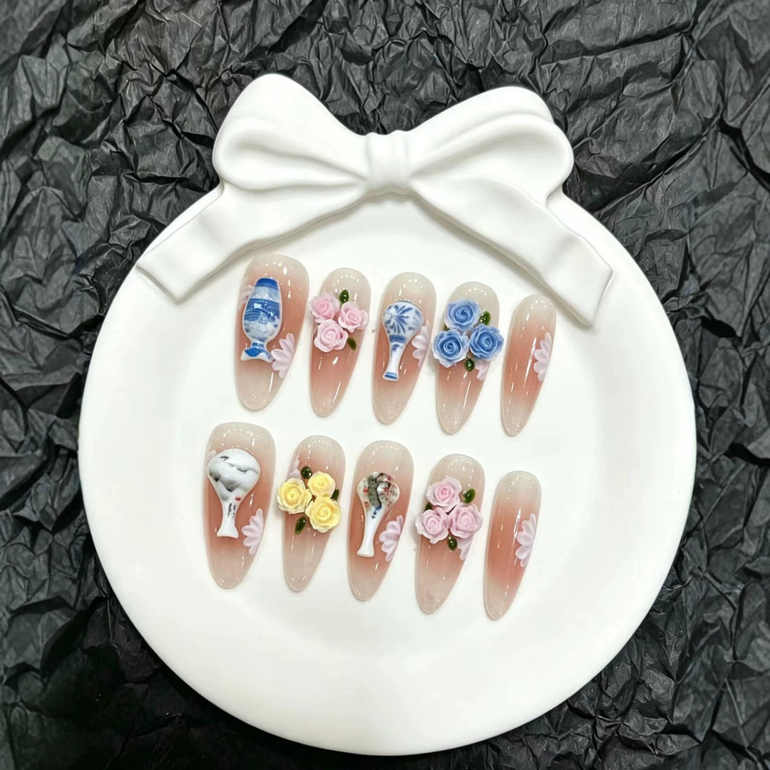 Decorative Floral Press-On Nail Art Collection