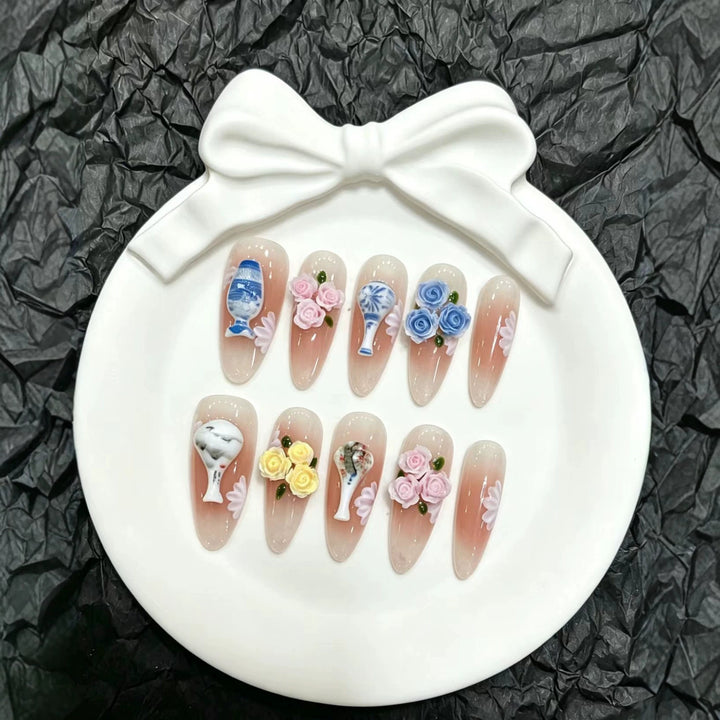 Decorative Floral Press-On Nail Art Collection