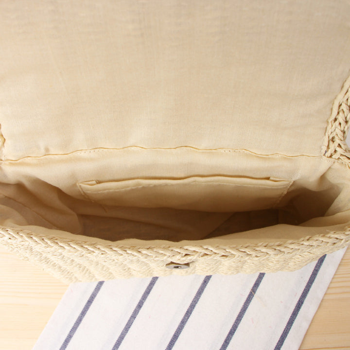 Woven Natural Material Handbag with Removable Shoulder Strap Stornfield