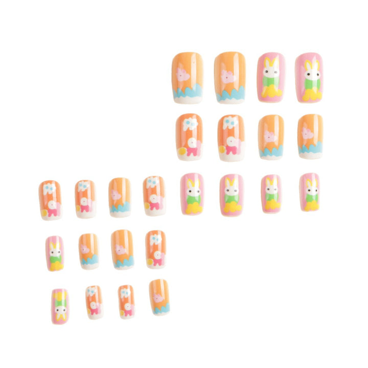 Artistic Seasonal Bunny-Themed Press-On Nail Art Stornfield