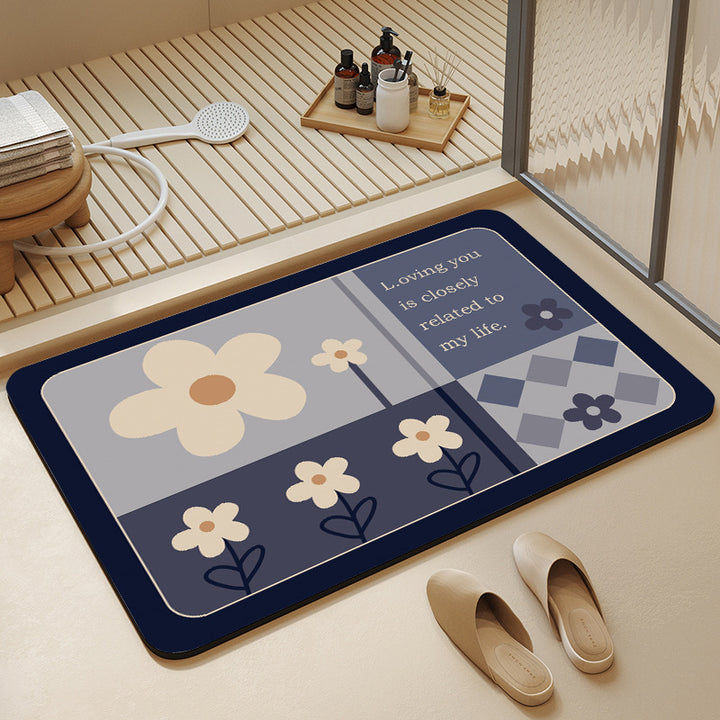 Floral Design Cotton Bath Mat Stornfield