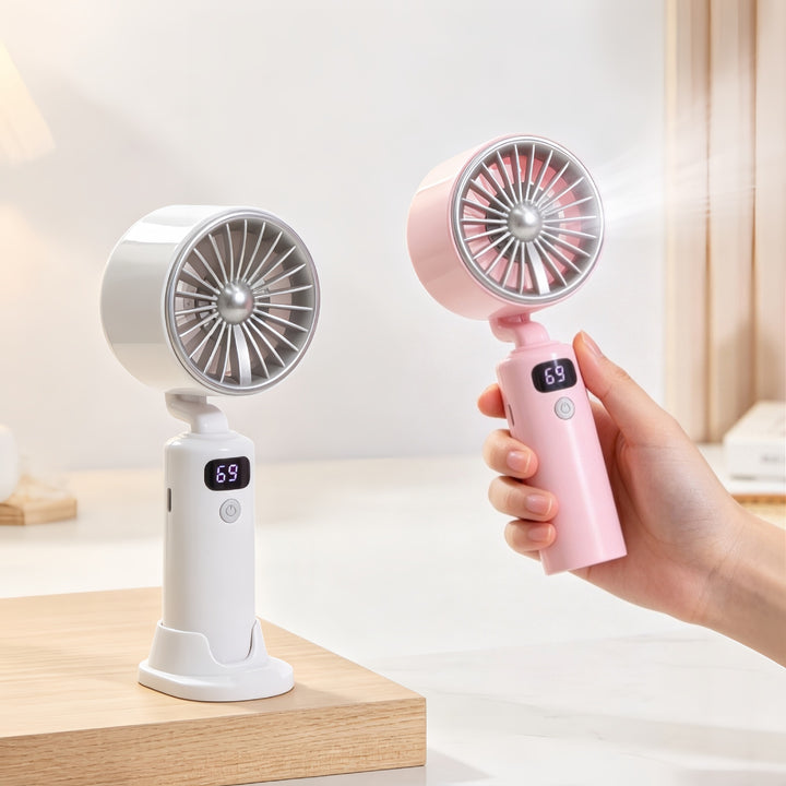 Electric Hand Fan with Digital Speed Display and Adjustable Tilt Angle Stornfield