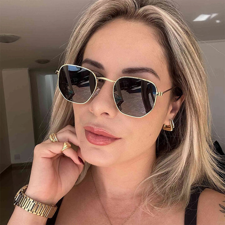 Women Oversized Sunglasses with elegant golden metal frame and solid UV protection Stornfield