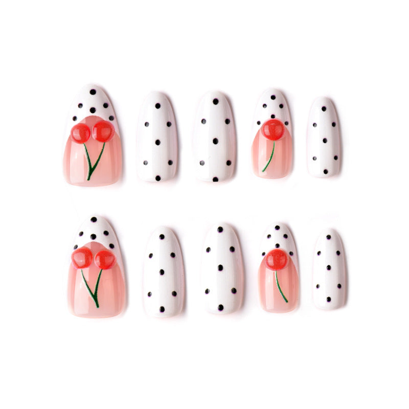 Cherry and Polka Dot Press-On Nail Art Stornfield