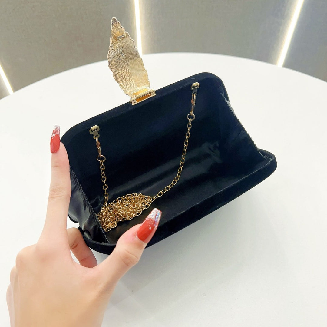 Elegant Leaf-Accented Evening Clutch