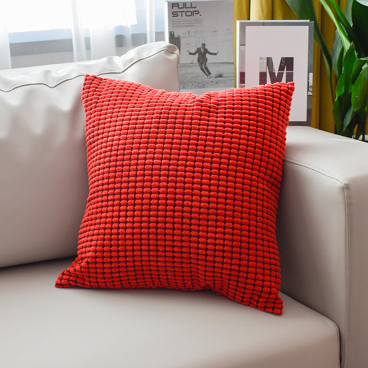 Textured Waffle-Weave Cotton Lumbar and Square Pillow Covers Set