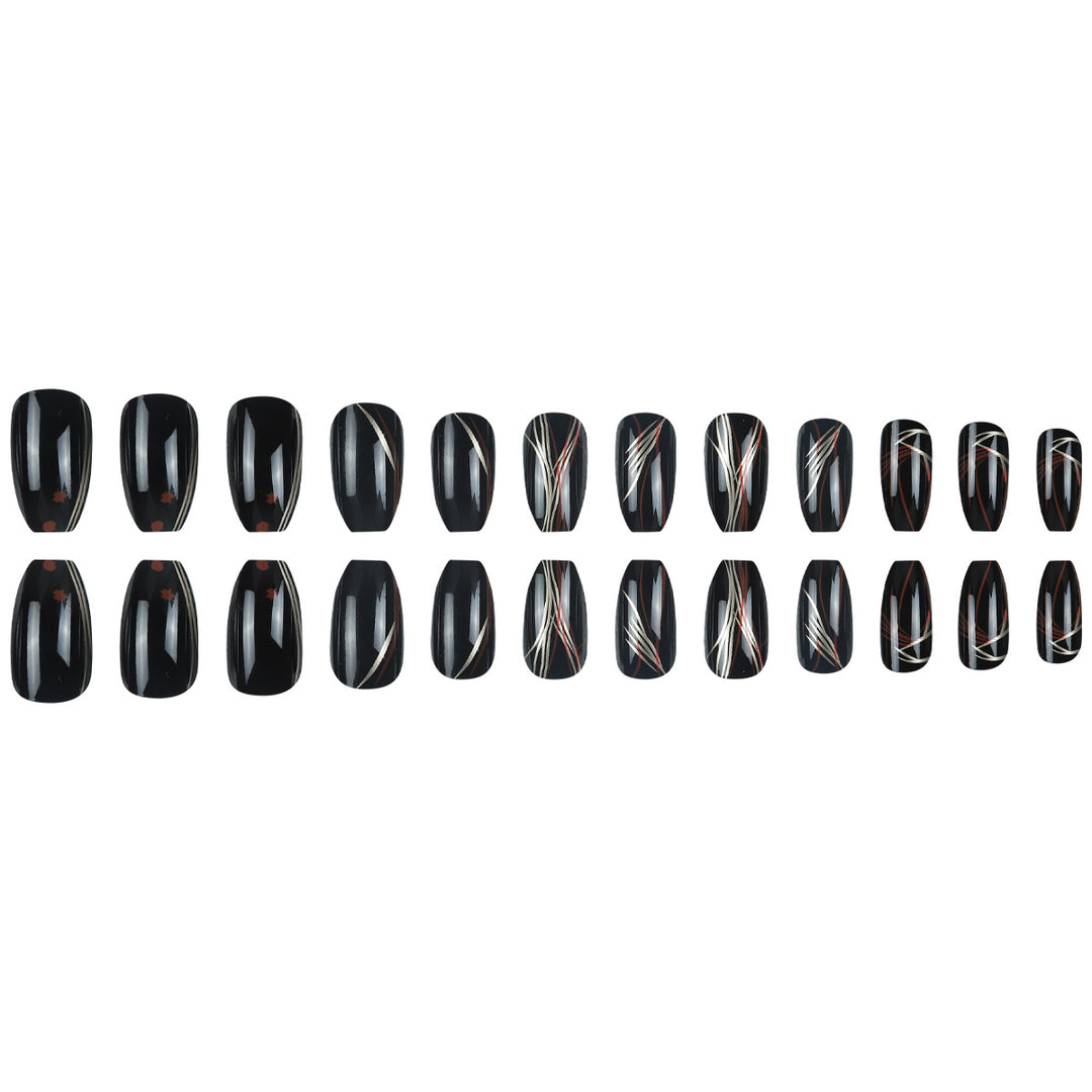 Stylish Stiletto Press-On Nails with Abstract Design Stornfield