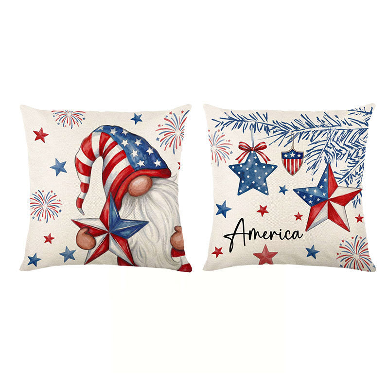 Festive Gnome and Star Decorative Throw Pillow