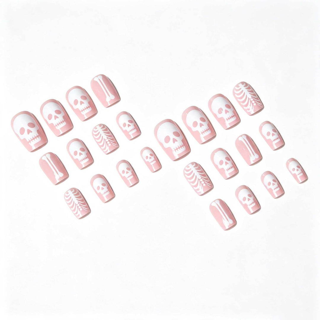 Artistic Skull-Themed Nail Art Design