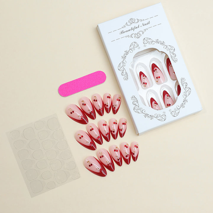 Acrylic nail set with fruity cherry design Stornfield