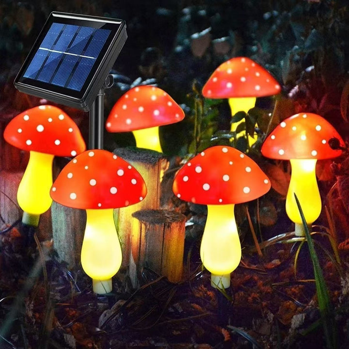 Whimsical Mushroom LED Stake String Lights For Garden Pathway With Weatherproof Design Stornfield