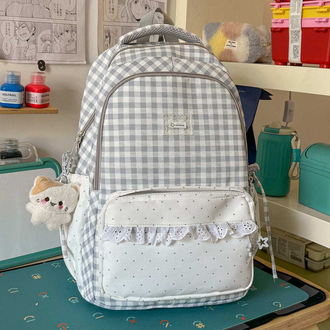 Playful Gingham Patterned School Backpack Stornfield
