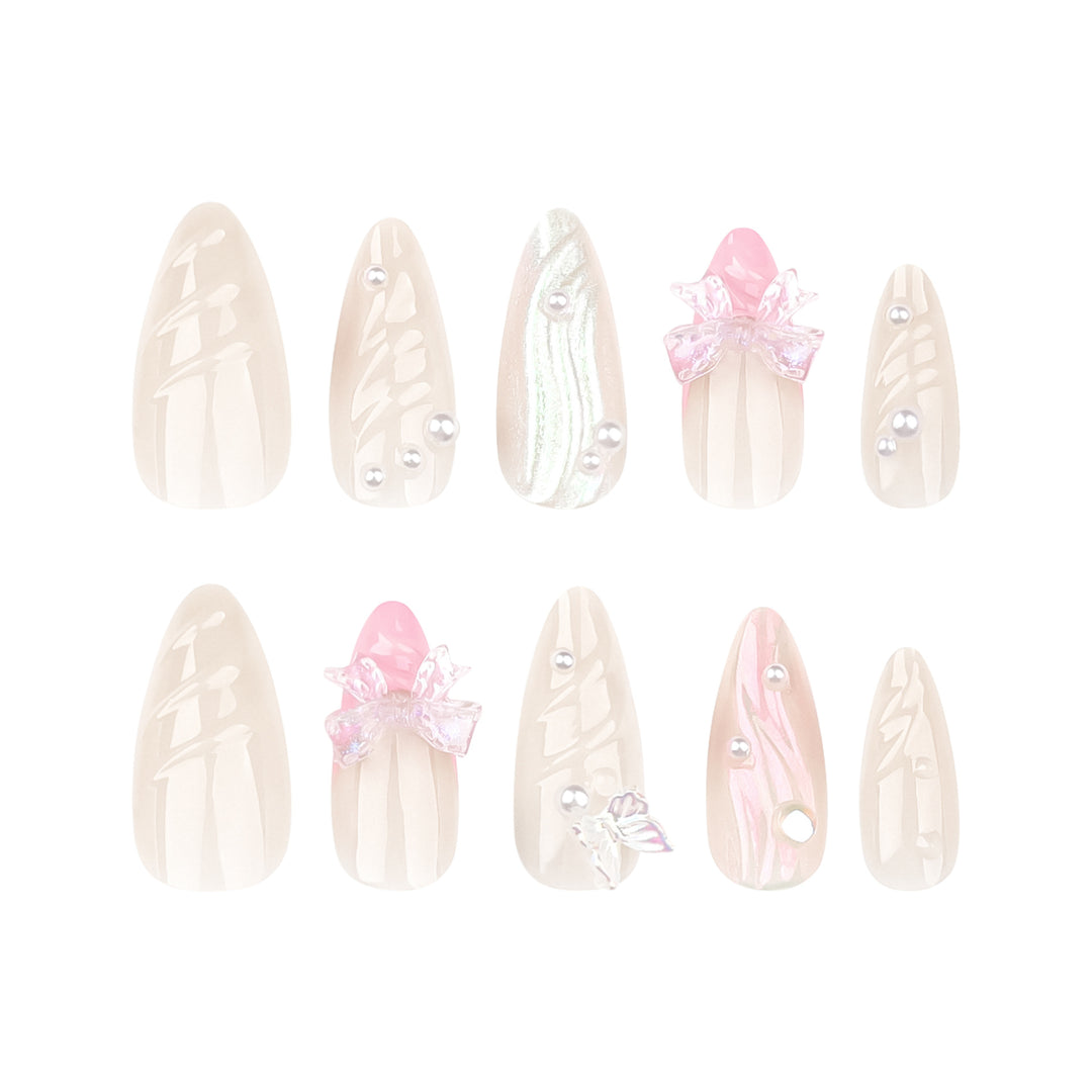 Artful stiletto nails with glitter and butterfly design Stornfield