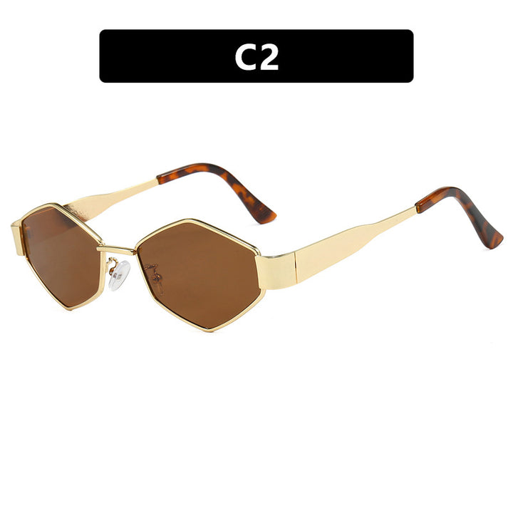 Women's geometric sunglasses with narrow metal frame and polarized lenses Stornfield
