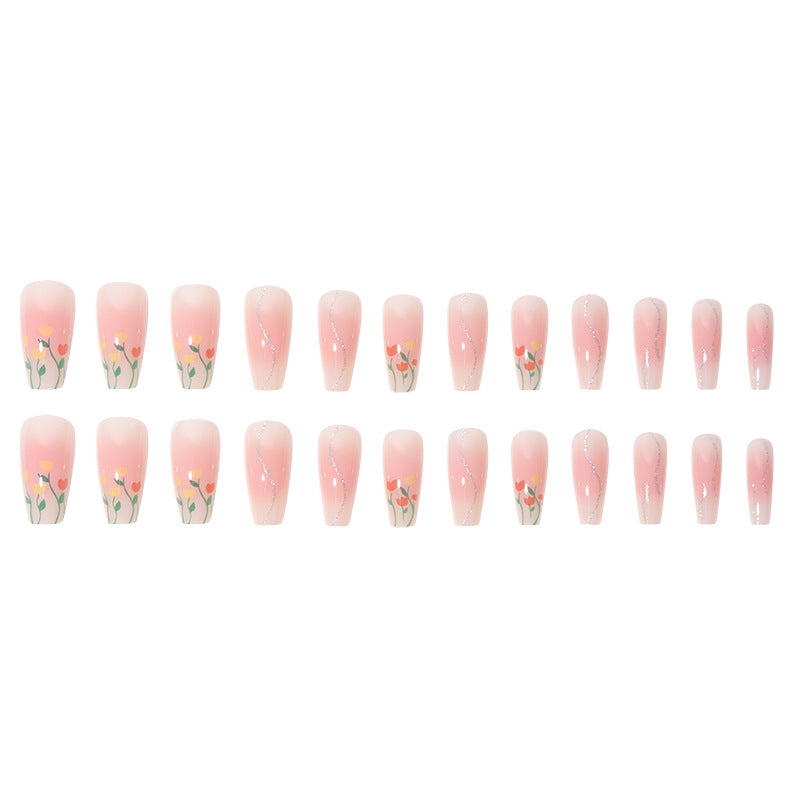 Floral-Designed Long Press-On Nails Stornfield