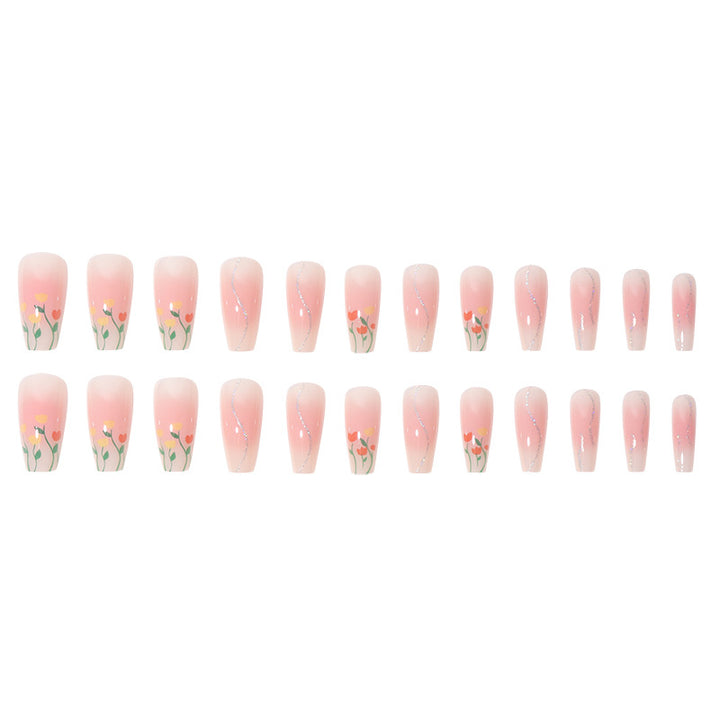 Floral-Designed Long Press-On Nails Stornfield