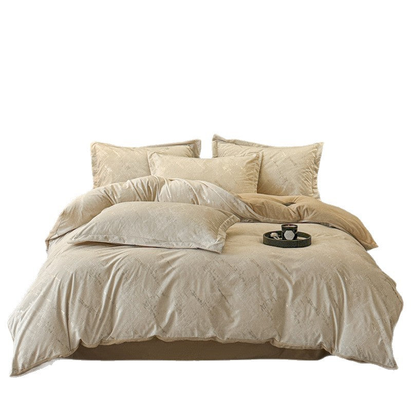 Metallic Wave Jacquard Duvet Cover Bedding Set