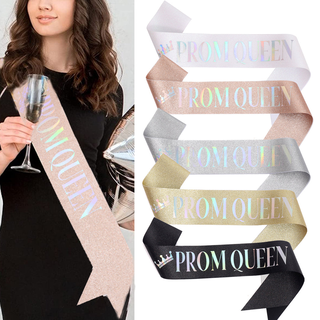 Ladies festive satin sash with holographic print Stornfield